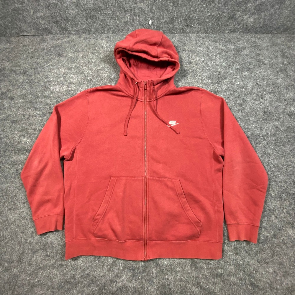 Nike Sportswear Club Fleece Full Zip Hoodie Red BV2645-661 XL Mens